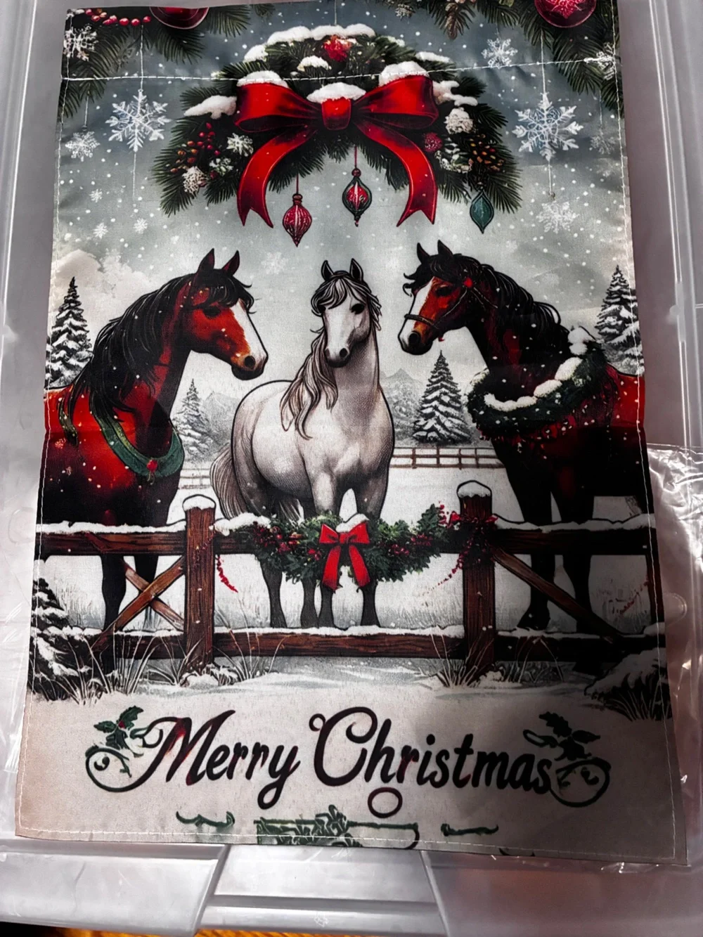 Festive Horse Christmas Decorative Garden Flag outdoor